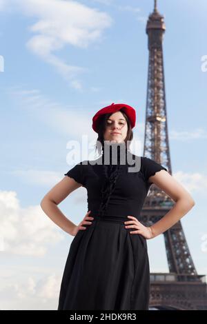 Frau, eiffelturm, französin, weiblich, Damen, lady, Women, eiffel Towers, frenchfraues Stockfoto