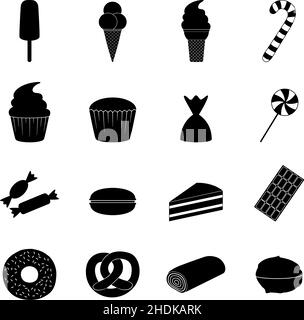 Set von Süßigkeiten Symbole, Vektor-Illustration Stock Vektor