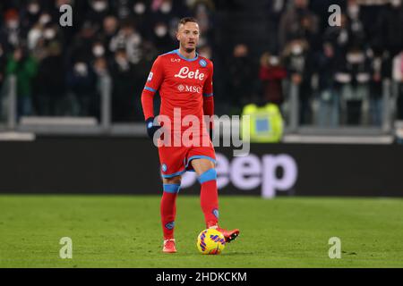 Turin, Italien, 6th. Januar 2022. Amir Rrahmani von SSC Napoli während des Serie-A-Spiels im Allianz-Stadion in Turin. Bildnachweis sollte lauten: Jonathan Moscrop / Sportimage Stockfoto