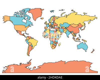 Vereinfachte Weltkarte mit glatten Grenzen Stock Vektor