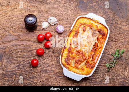 Gebackene Gerichte, Lasagne, gebackene Gerichte, Lasagnen Stockfoto