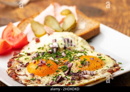 Spiegelei, Snack, Spiegeleier, Snacks Stockfoto