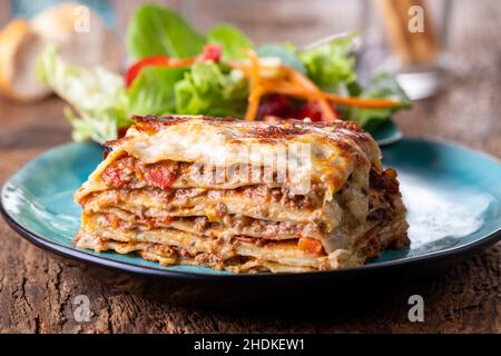 Gebackene Gerichte, Lasagne, gebackene Gerichte, Lasagnen Stockfoto