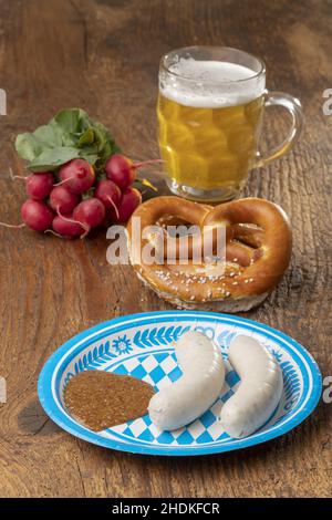 Brezel, bayrisch, weisswurst, Brezeln, bayern, Weisswurst Stockfoto