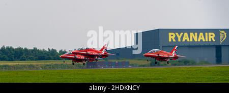 20th. Juli 2021 Rote Pfeile am Flughafen Stansted Ryanair Essex UK Stockfoto