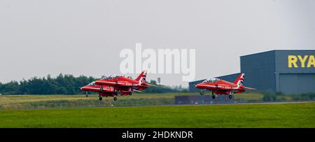 20th. Juli 2021 Rote Pfeile am Flughafen Stansted Ryanair Essex UK Stockfoto