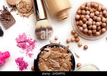 Make Up, Lidschatten, Foundation, Powder Pearls, Make Ups, Lidschatten, Fundamente Stockfoto