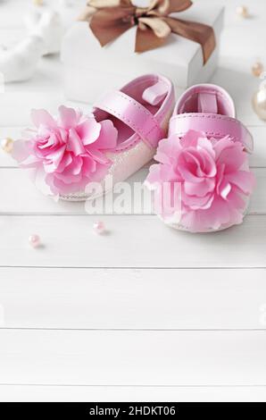 Mädchen, rosa, Booties, Mädchen, pinks Stockfoto