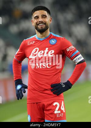 Turin, Italien. 06th Januar 2022. Lorenzo Insigne (Napoli) während des FC Juventus gegen SSC Napoli, italienisches Fußballspiel der Serie A in Turin, Italien, Januar 06 2022 Quelle: Independent Photo Agency/Alamy Live News Stockfoto