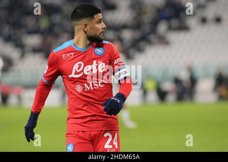 Turin, Italien. 06th Januar 2022. Lorenzo Insigne (Napoli) während des FC Juventus gegen SSC Napoli, italienisches Fußballspiel der Serie A in Turin, Italien, Januar 06 2022 Quelle: Independent Photo Agency/Alamy Live News Stockfoto