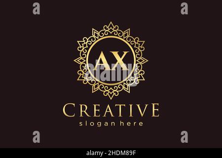 AX Initial Letter Luxus kalligraphisch feminin floral handgezeichnet heraldischen Monogramm antiken Vintage-Stil Luxus-Logo-Design Premium Stock Vektor