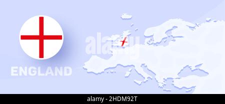 flagge der englischen Karte. Vektordarstellung mit einer Karte von Europa und einem hervorgehobenen Land mit Nationalflagge Stock Vektor
