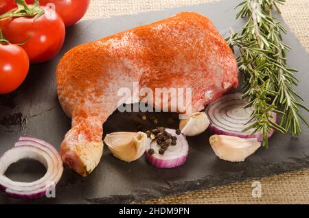 Gewürze, Gewürze, Hühnerschenkel, Hühnerschenkel Stockfoto