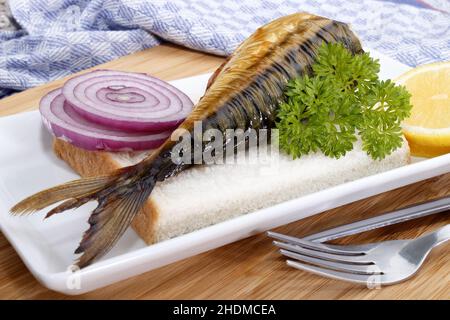 Geräuchert, Makrele, Rauchgerben, Makrelen Stockfoto