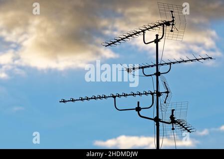 Antenne, Hausantenne, Antennen, Antennenhäuser Stockfoto