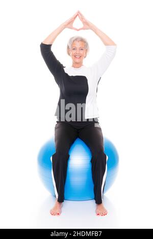 Aktive Senioren, Fitnessball, Physiotherapie, Rückengymnastik, Senioren, Fit, alt, Senior, seniors, Fitness balls, Physiotherapie, Rückenübungen, Stockfoto