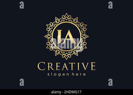 IA Initial Letter Luxus kalligraphisch feminin floral handgezeichnet heraldischen Monogramm antiken Vintage-Stil Luxus-Logo-Design Premium Stock Vektor