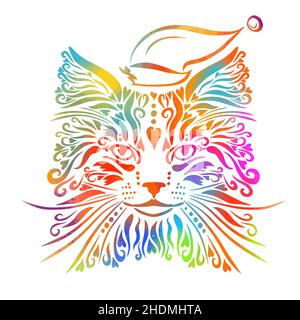 Mehrfarbiger Katzengesicht. Vektorgrafik Stock Vektor