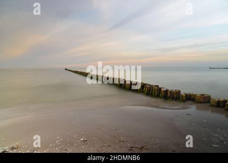 Groyne, Abendlicht, ostseeküste, Groynes, Abendlicht, ostseeküste Stockfoto