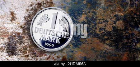 Münze, deutsche Mark Zeichen, deutsche Mark, Münzstätten, deutsche Mark Zeichen, deutsche Mark Stockfoto