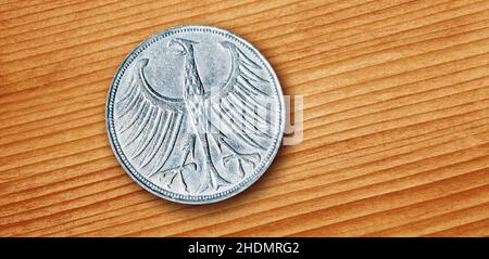 bundesadler, Münze, deutsche Mark-Zeichen, Bundesadler, Münzstätten, Deutsche Mark-Zeichen Stockfoto