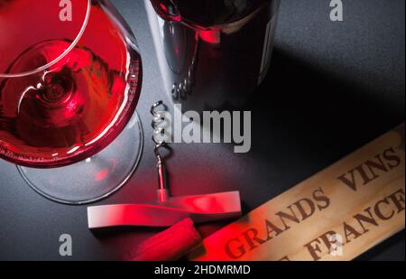 Wein, Rotwein, französisch, Weine, Rotweine, Französische Kulturen Stockfoto
