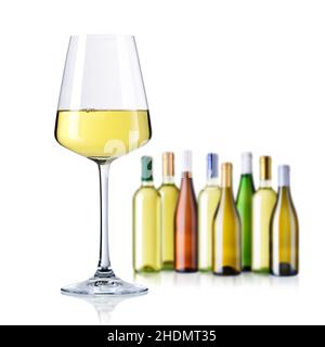 Weinglas, Weißwein, Glaswaren, Weißweine Stockfoto