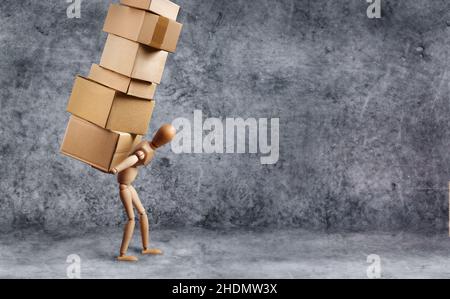 Tragen, Belastung, Rückenprobleme, Tragen, Belastungen, Rückenschmerzen, Schmerzen Stockfoto