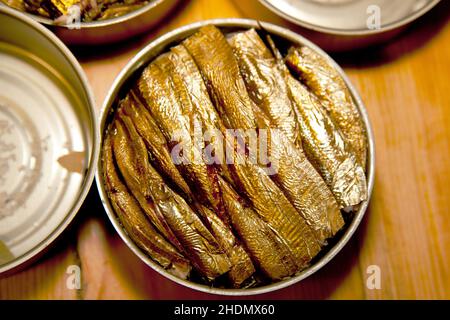 Geräuchert, Sprotte, Smokeds, rigaer Sprossen, Sprossen Stockfoto