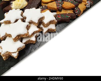 Kuchen, sternförmige Herzbonbons, leckerer Dessertkuchen Stockfoto