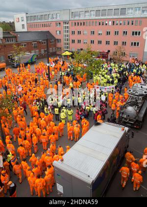 Gewerkschaft, Demonstration, berliner stadtreinigung, Gewerkschaften, Demonstrationen, Kundgebung, Kundgebung Stockfoto