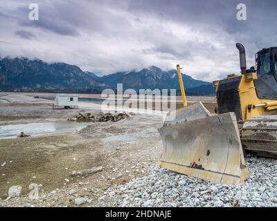 forggensee, Stausee, Entwässerung, Forggensees, Stauseen, Abflüsse Stockfoto