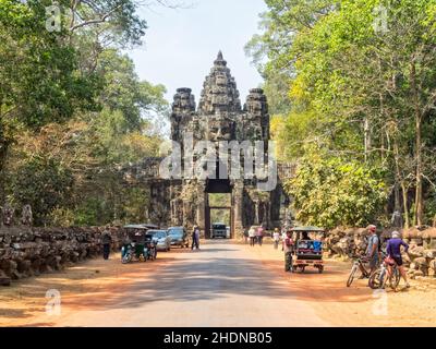 Victory Gate ist eines von zwei Toren in den östlichen Mauern von Angkor Thom - Siem Reap, Kambodscha Stockfoto