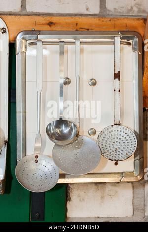 Emaille, Küchengeräte, Emaille Stockfoto