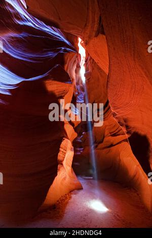 Lichtstrahl, Felsformation, Antilopenschlucht, Lichtstrahlen, Blitz, Felsformationen, Antilopenschluchten Stockfoto