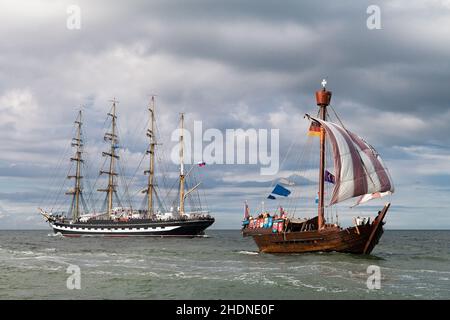 Segelboot, Windjammer, hanse Sail, Segelboote, Segeln, Segelboot, Segelboote, Windjammer Stockfoto