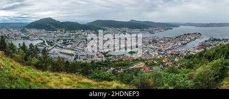 Blick auf die Stadt, norwegen, bergen, Blick auf die Stadt, norways, bergens, Rettung, Bergung Stockfoto