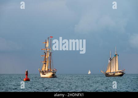 Segelboot, Windjammer, hanse Sail, Segelboote, Segeln, Segelboot, Segelboote, Windjammer Stockfoto