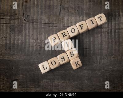 Risiko, Gewinn, Verlust, Risiken Stockfoto