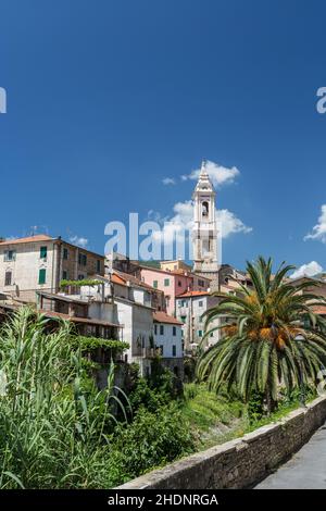 kirche, Glockenturm, dolcedo, Kirchen, Glockentürme Stockfoto