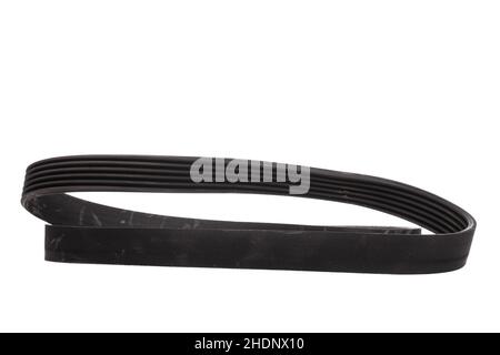 Steuerriemen für Nahaufnahme des Automotors isoliert auf weißem Hintergrund Stockfoto