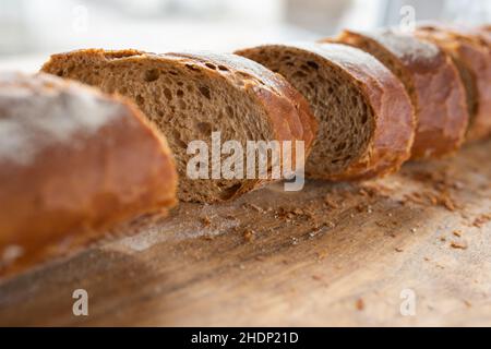 In Scheiben geschnitten, Baguette, Brotscheibe, Sliceds, Baguettes, Brotscheibe Stockfoto