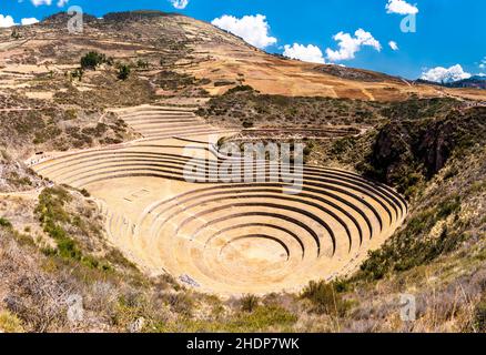 Landwirtschaftliche Terrassen in Moray in Peru Stockfoto
