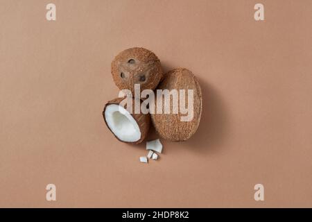 Kokosnuss, Kokosmark, Kokosnüsse, Kokosnussmarken Stockfoto
