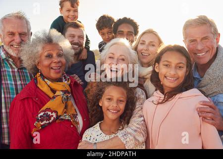 Glücklich, Generationen, Gruppenbild, glücklich, Generation, Gruppieren Sie Bilder Stockfoto