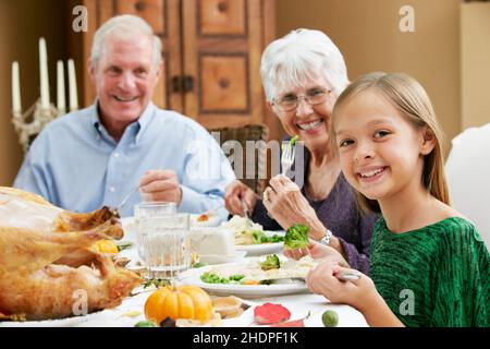 Enkel, Abendessen, Danksagen, Enkel, Abendessen Stockfoto