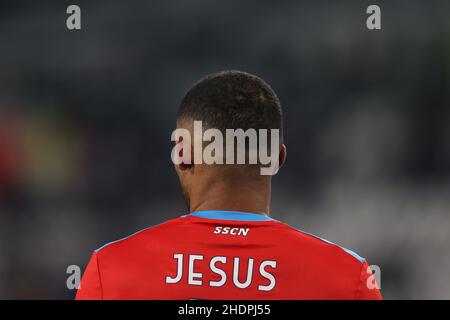 Turin, Italien. 6th Januar 2022. Juan Jesus von SSC Napoli während des Spiels der Serie A im Allianz Stadium, Turin. Bildnachweis sollte lauten: Jonathan Moscrop/Sportimage Kredit: Sportimage/Alamy Live News Stockfoto