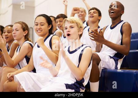 Team, Basketball, Applaus, Bank, Teams, Basketbälle, Applaus Stockfoto