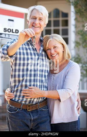 Immobilien, älteres Paar, Wohnen, Immobilien, ältere Paare Stockfoto