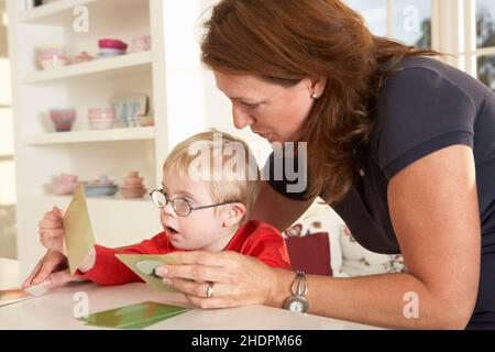 Junge, Unterricht, Down-Syndrom, Jungen Stockfoto